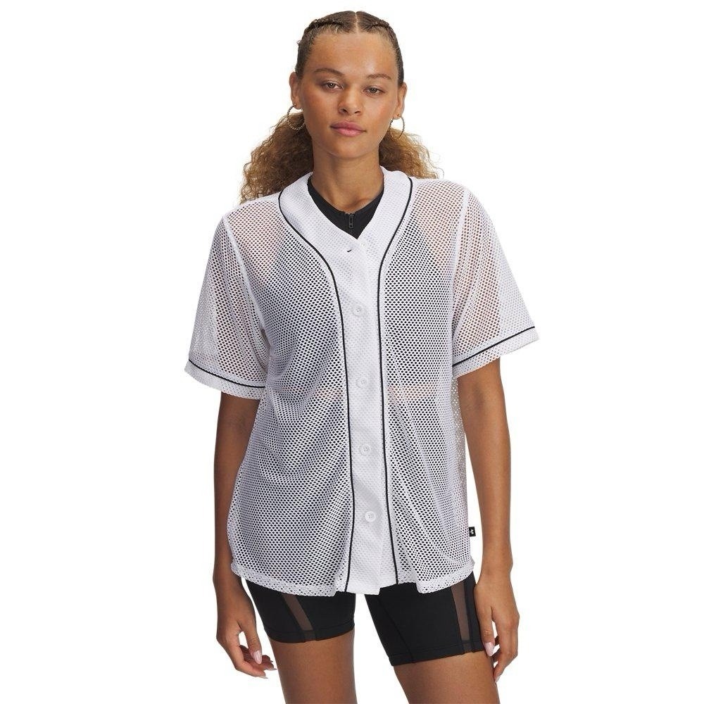 Under Armour Women's White/Black Open Mesh Baseball Jersey Size XL‎ NWT